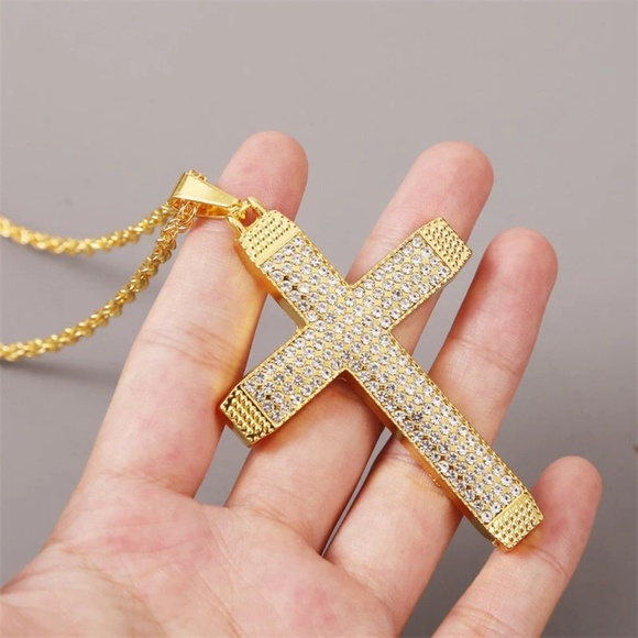 Simple Cross Hip Hop Necklace Exaggerated Pendant Necklace - Picture 2 of 10